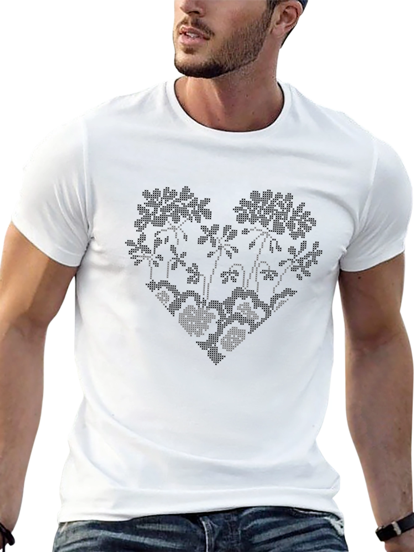 Tropical Heart Black T-Shirt
