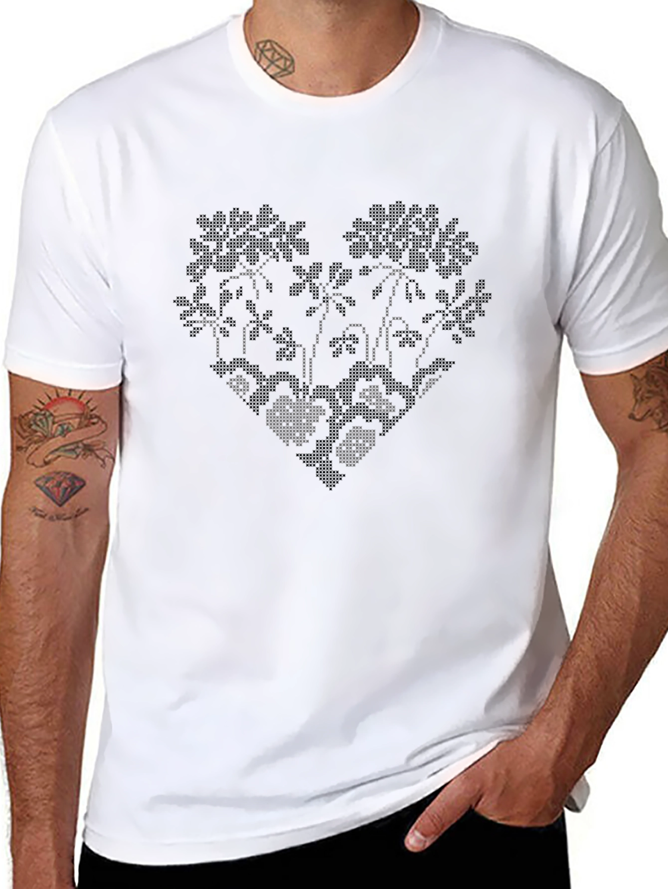 Tropical Heart Black T-Shirt