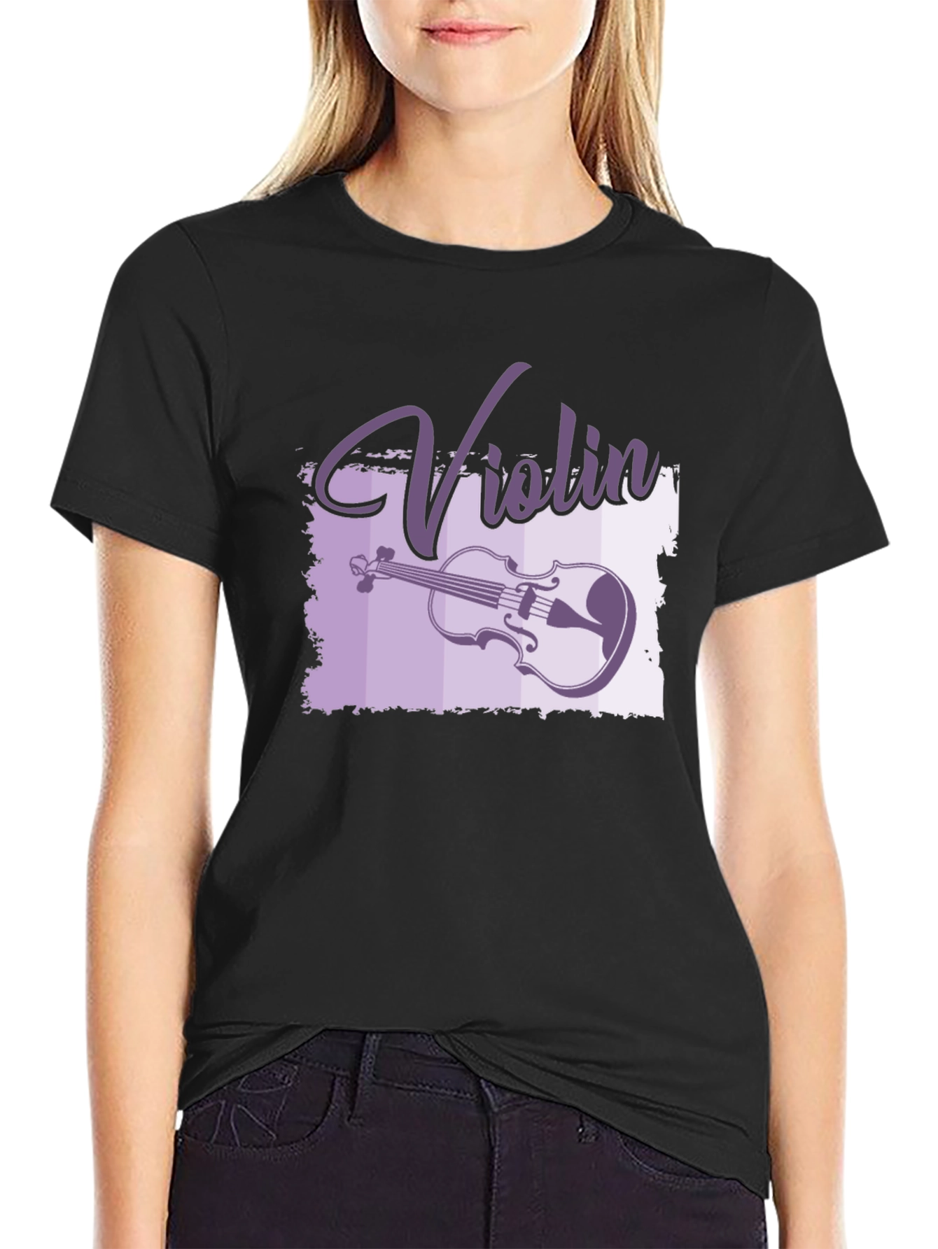 Violin Graphic Black T-Shirt