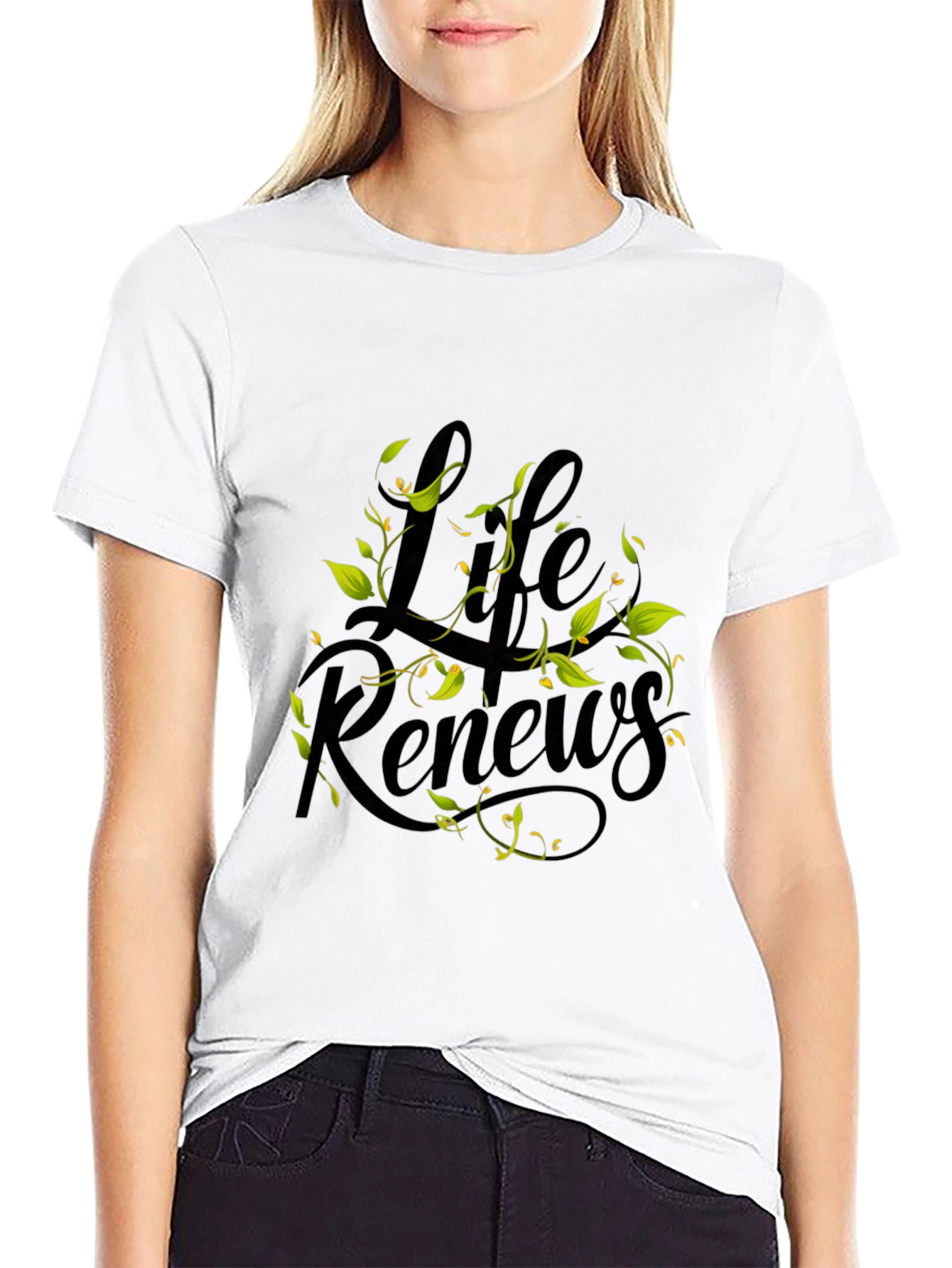 Life Renews Graphic Print Black T-Shirt