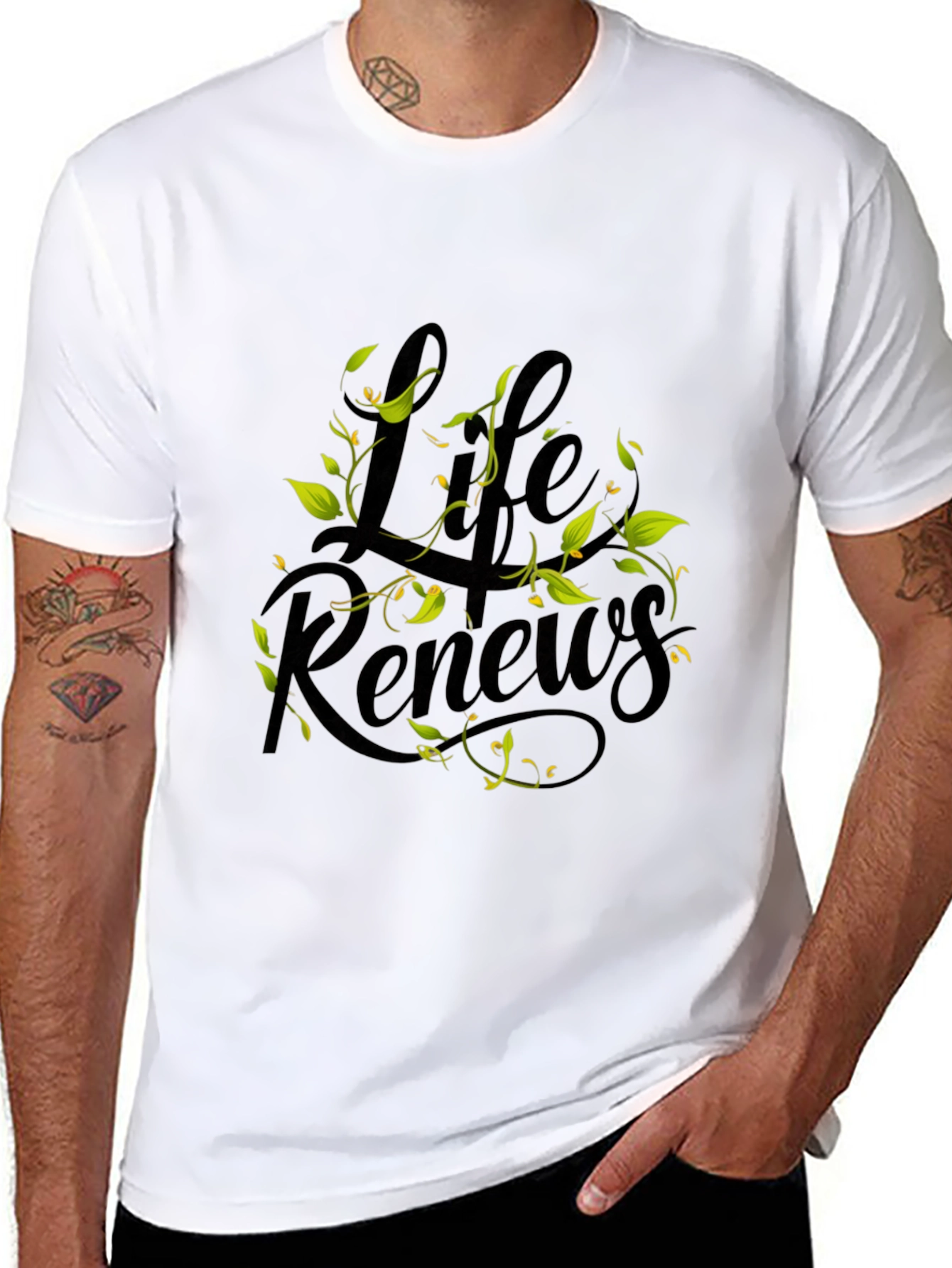 Life Renews Graphic Print Black T-Shirt