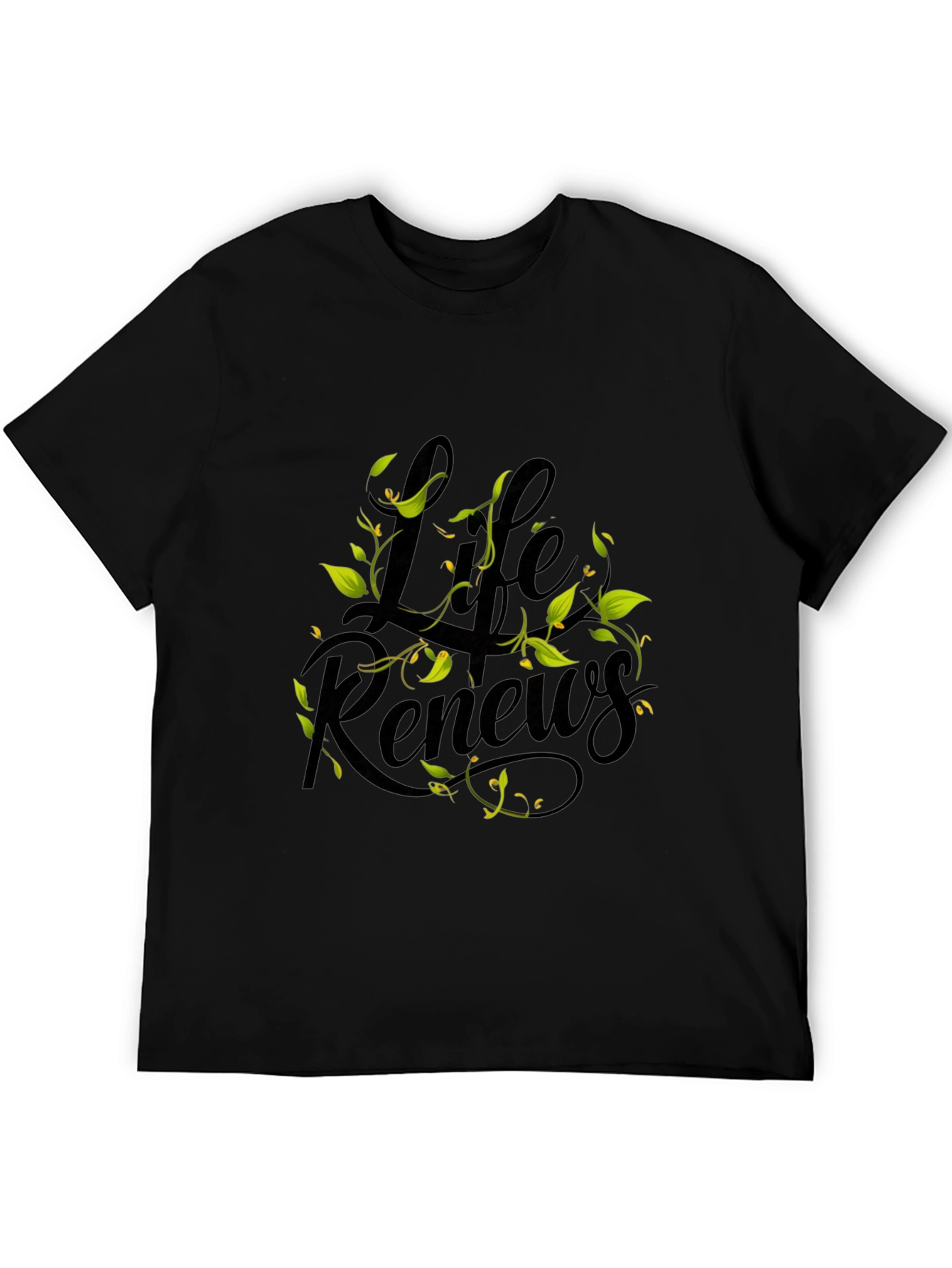 Life Renews Graphic Print Black T-Shirt