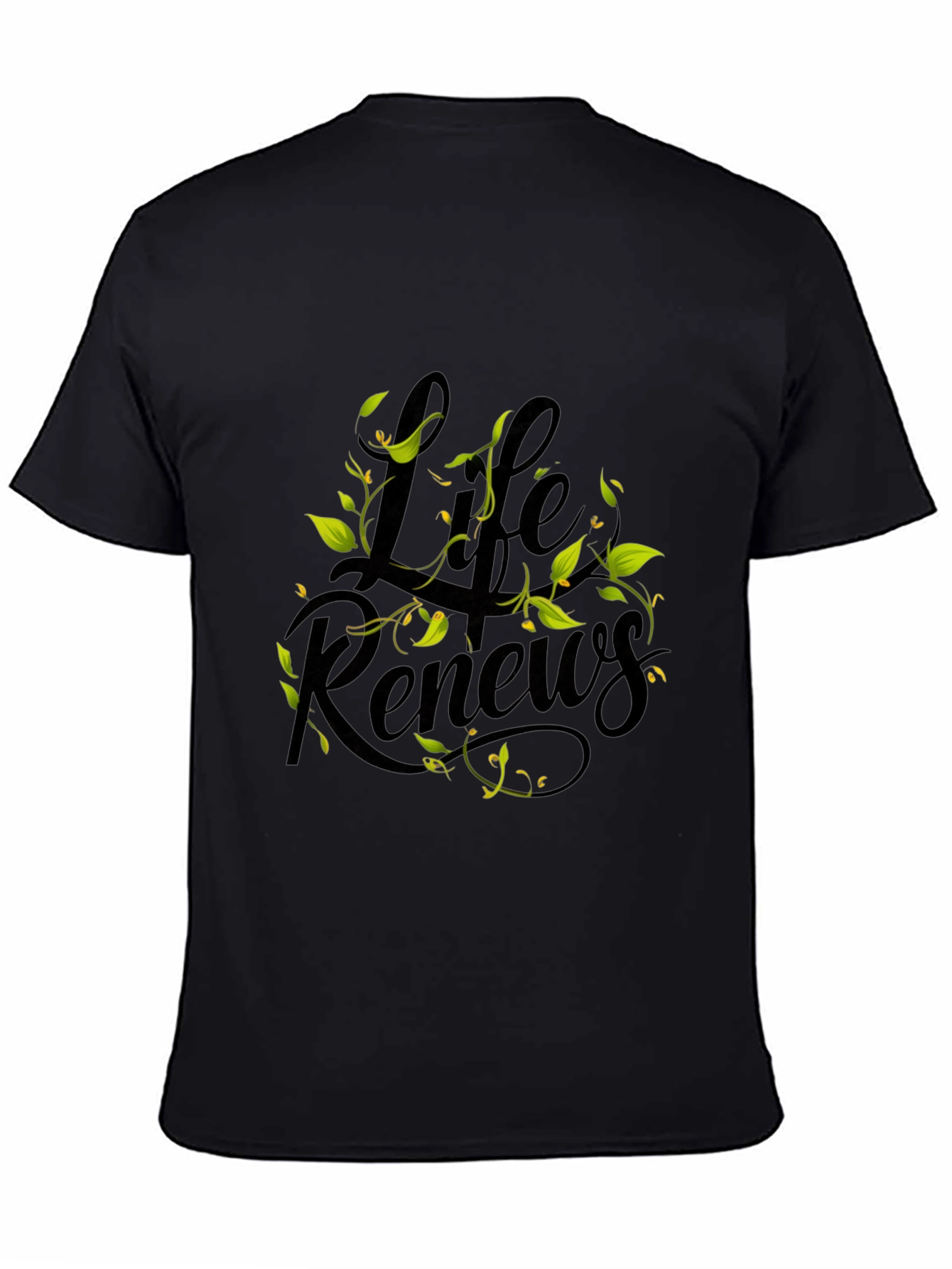 Life Renews Graphic Print Black T-Shirt