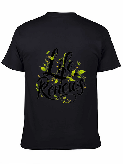 Life Renews Graphic Print Black T-Shirt