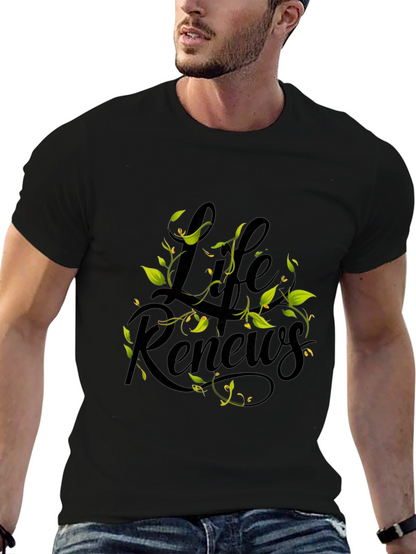 Life Renews Graphic Print Black T-Shirt