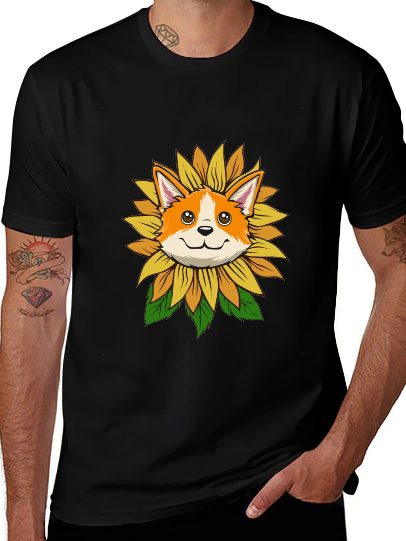 Sunflower Corgi Graphic Tee