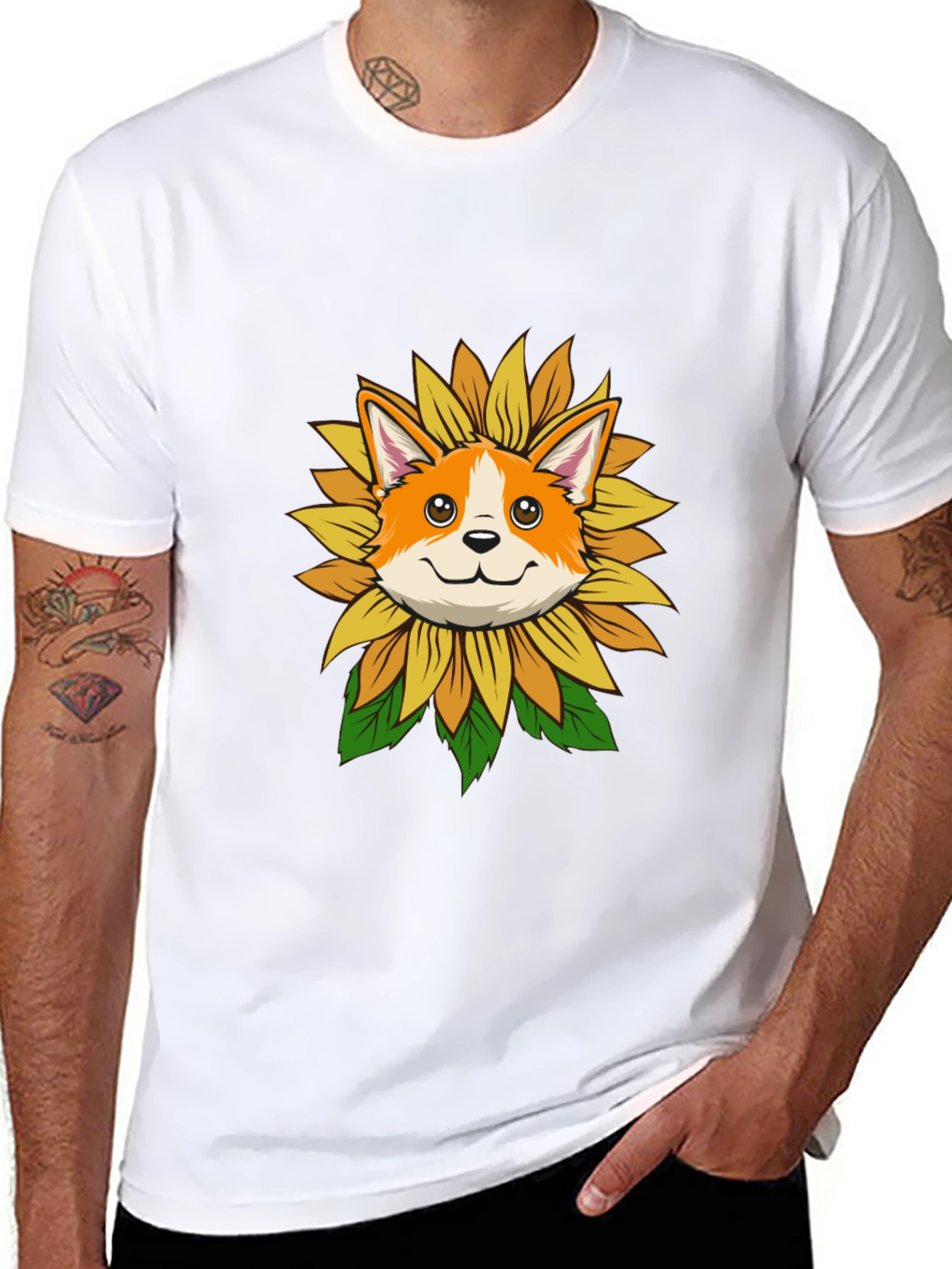 Sunflower Corgi Graphic Tee