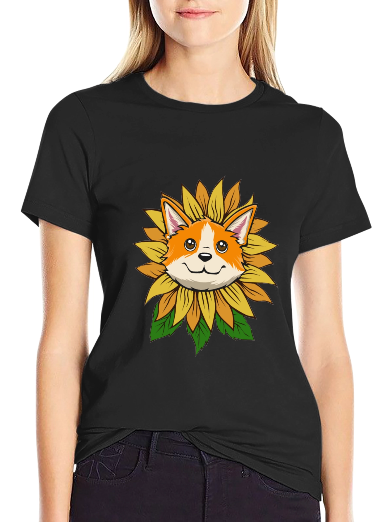 Sunflower Corgi Graphic Tee