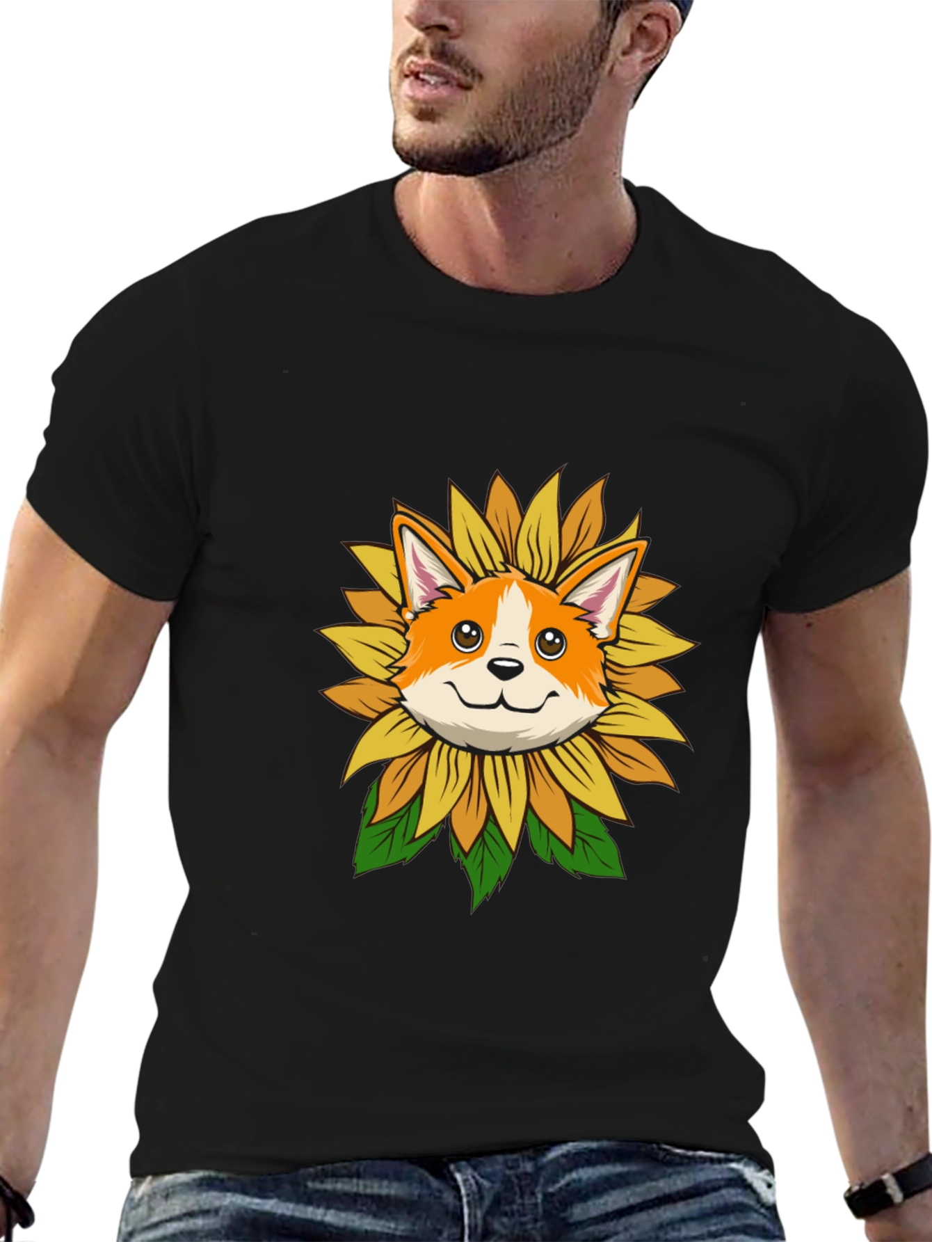 Sunflower Corgi Graphic Tee