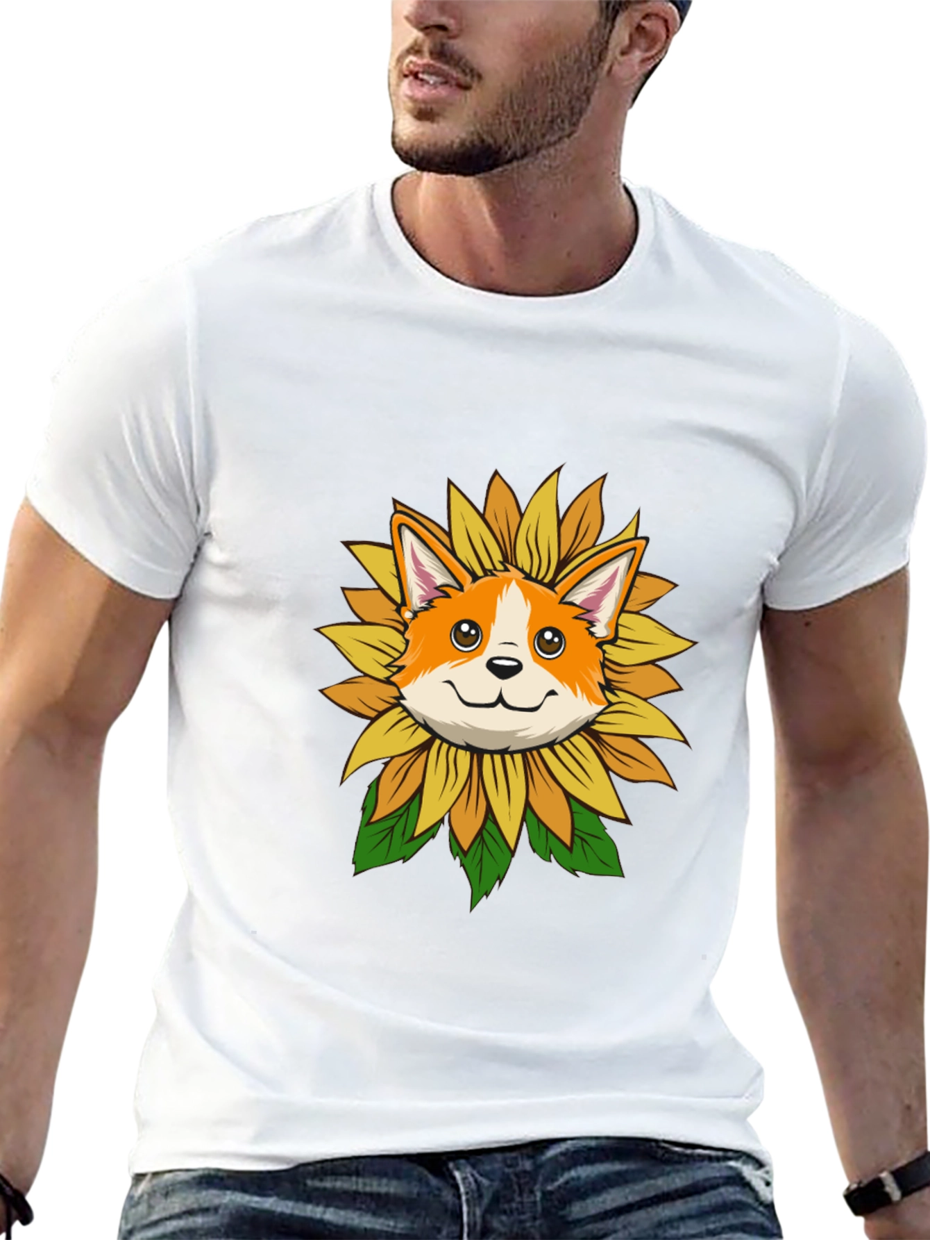 Sunflower Corgi Graphic Tee