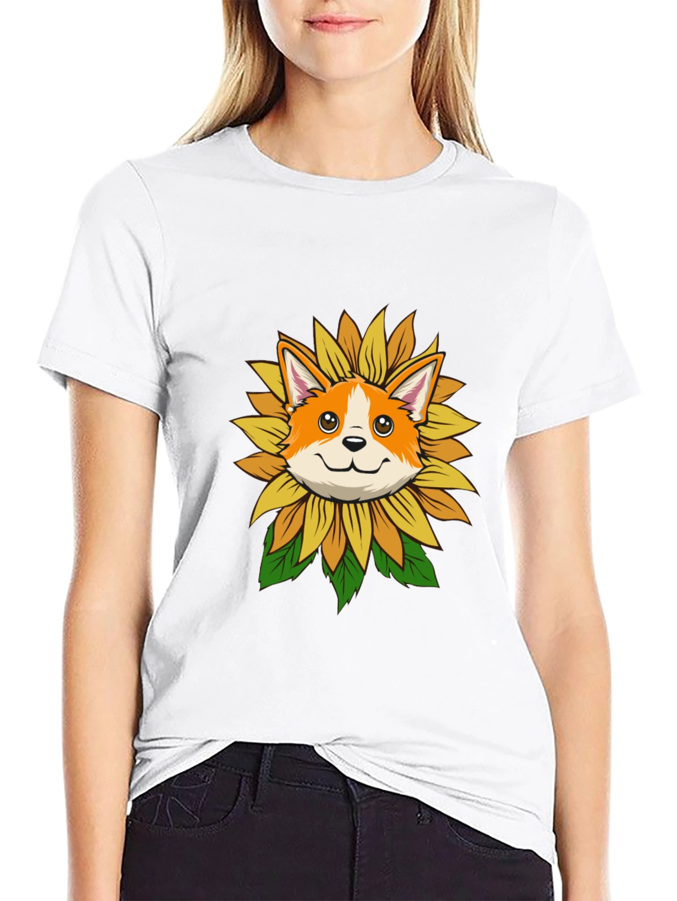 Sunflower Corgi Graphic Tee