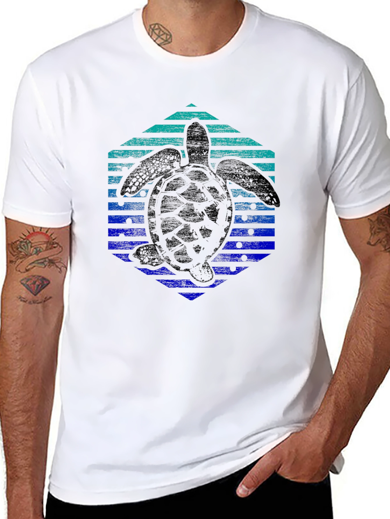 Turtle Hexagon Graphic Tee - Trendy Black Shirt