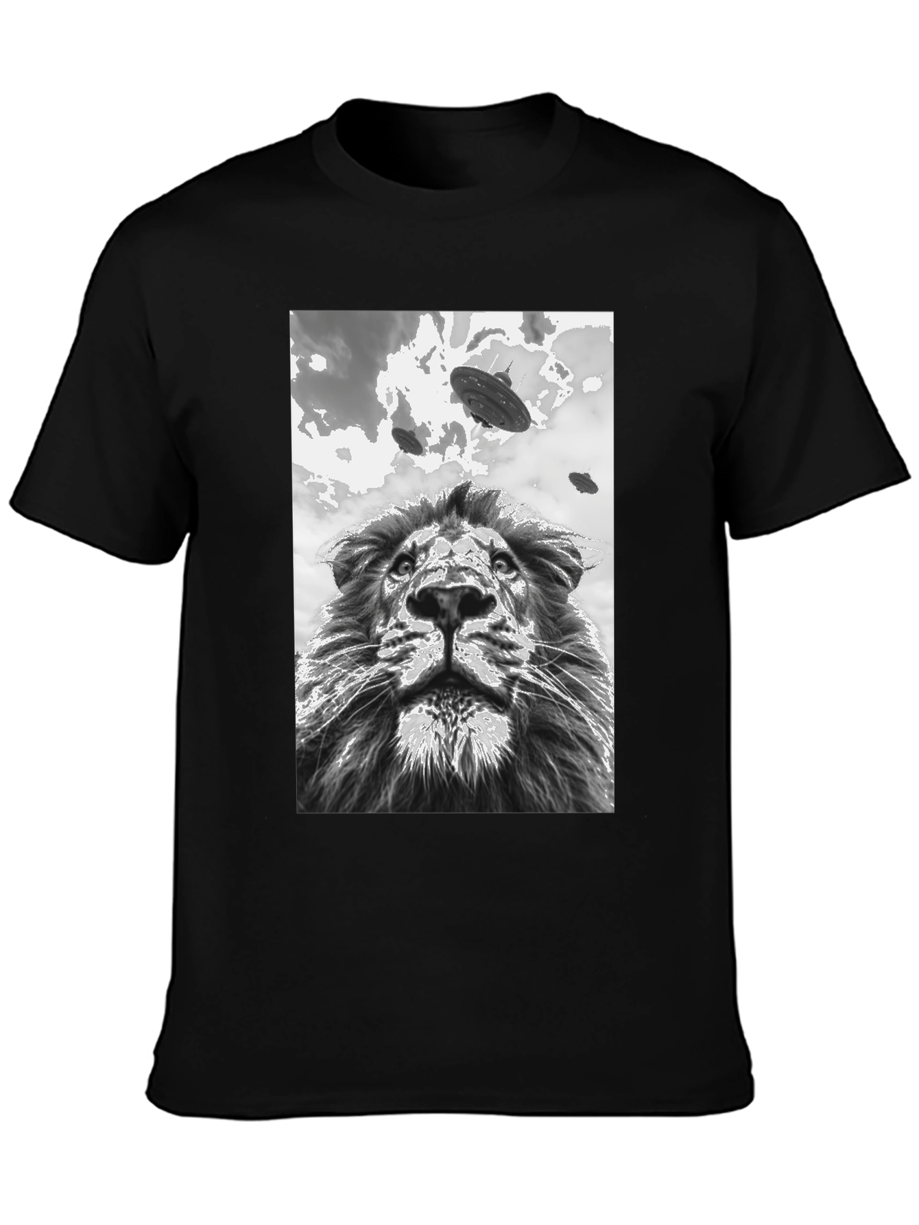 Lion UFO T-Shirt - Black Graphic Tee