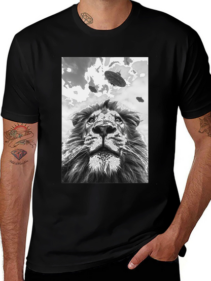 Lion UFO T-Shirt - Black Graphic Tee