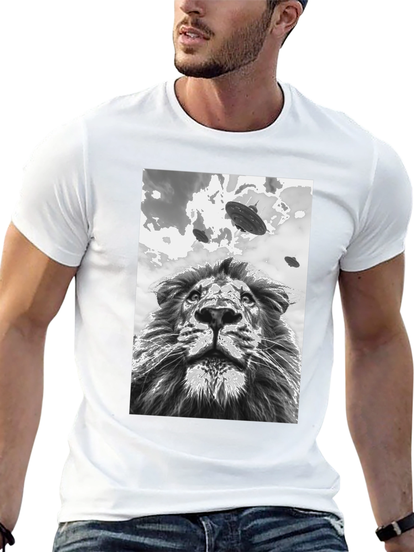 Lion UFO T-Shirt - Black Graphic Tee