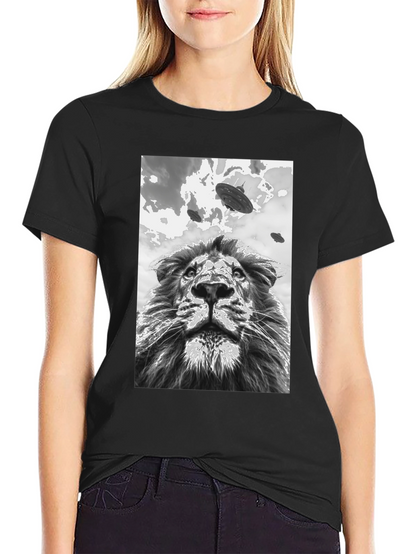 Lion UFO T-Shirt - Black Graphic Tee