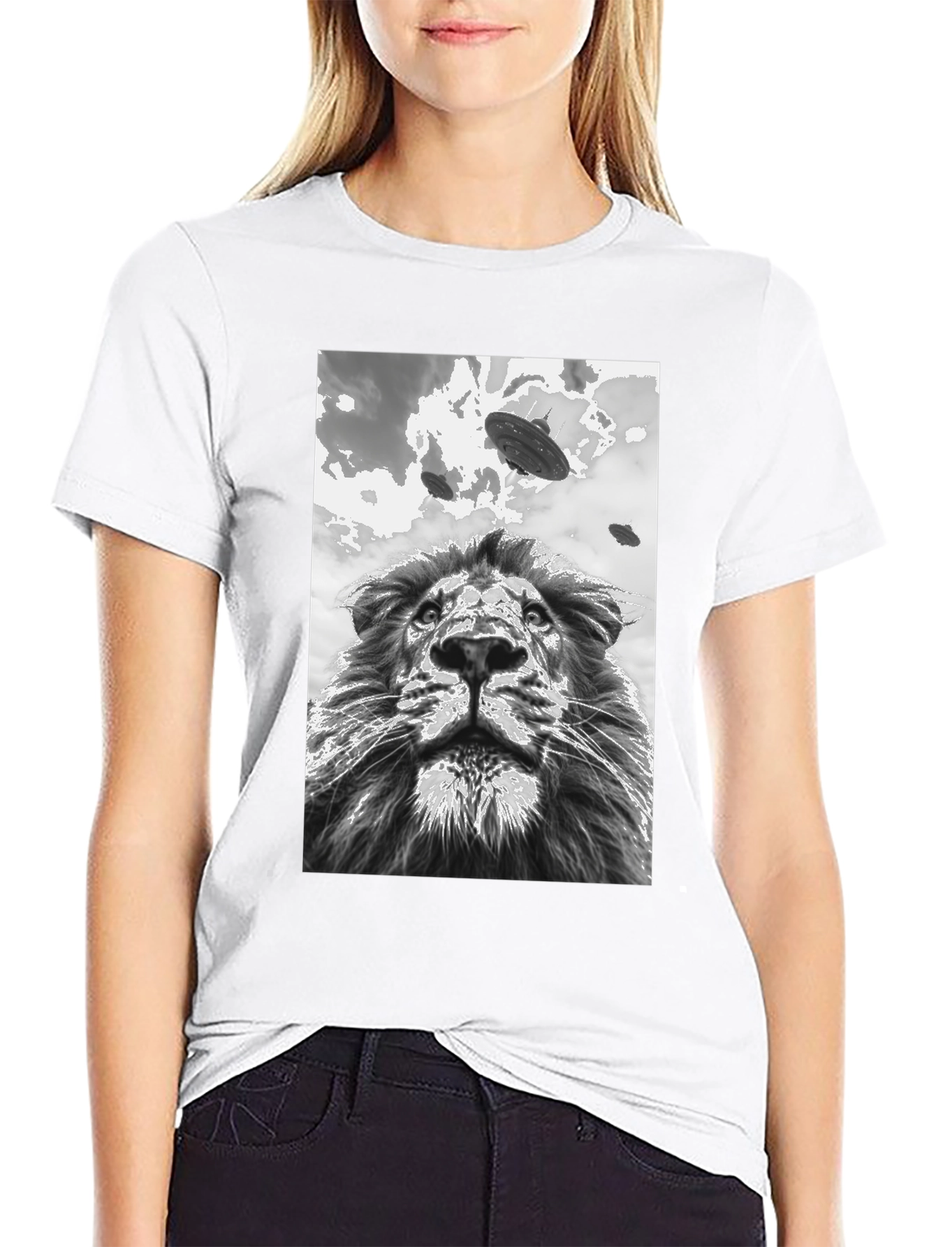 Lion UFO T-Shirt - Black Graphic Tee