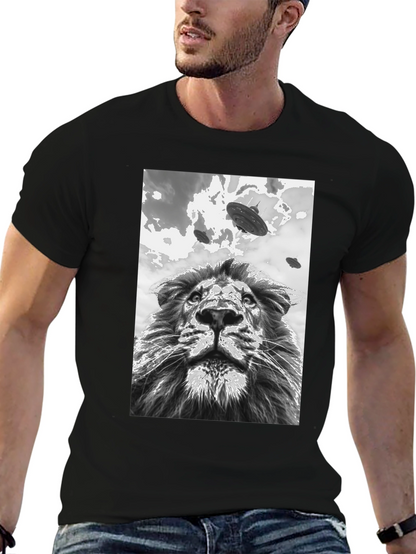 Lion UFO T-Shirt - Black Graphic Tee