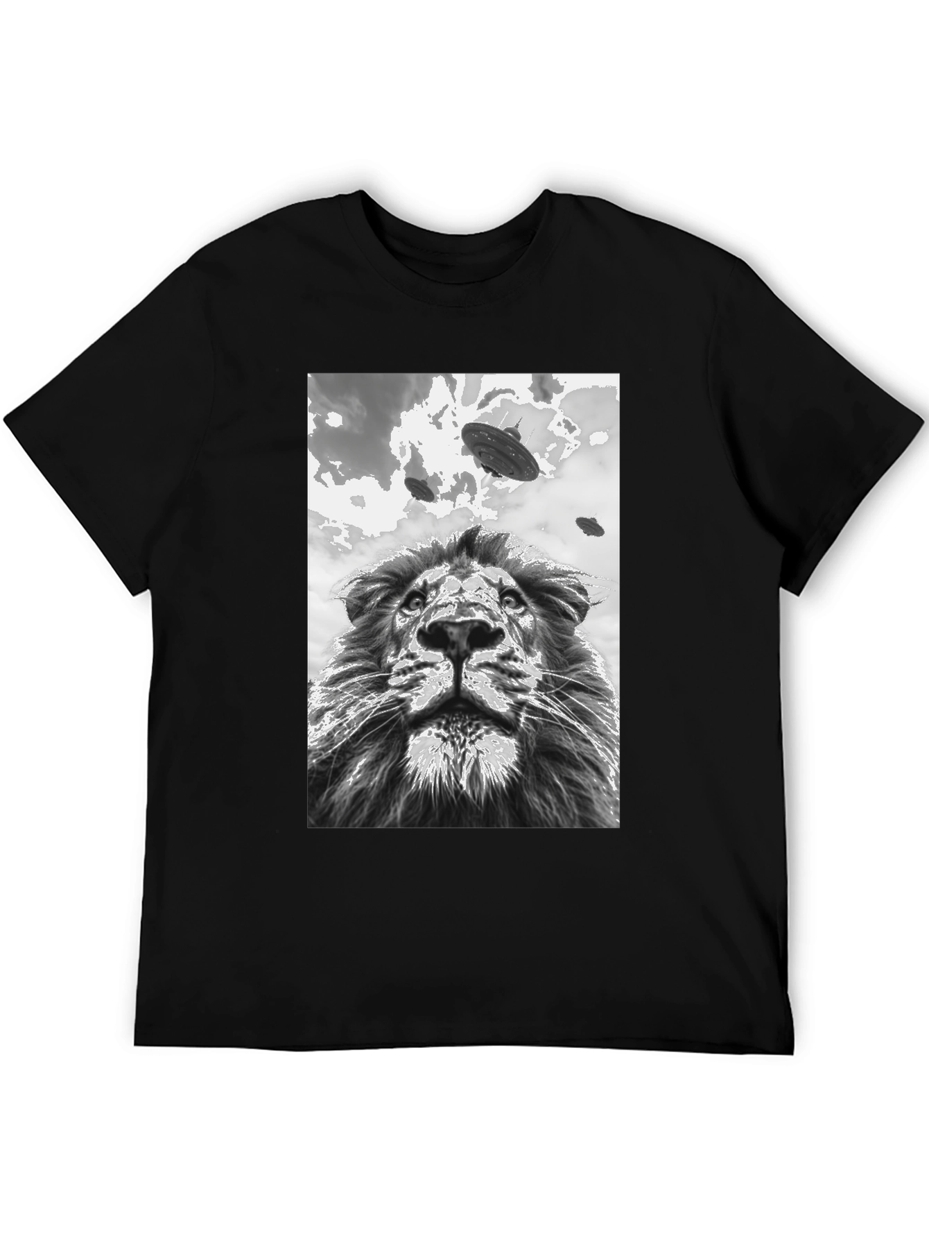 Lion UFO T-Shirt - Black Graphic Tee