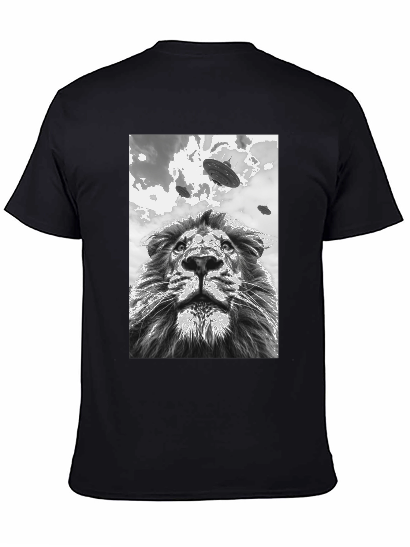Lion UFO T-Shirt - Black Graphic Tee
