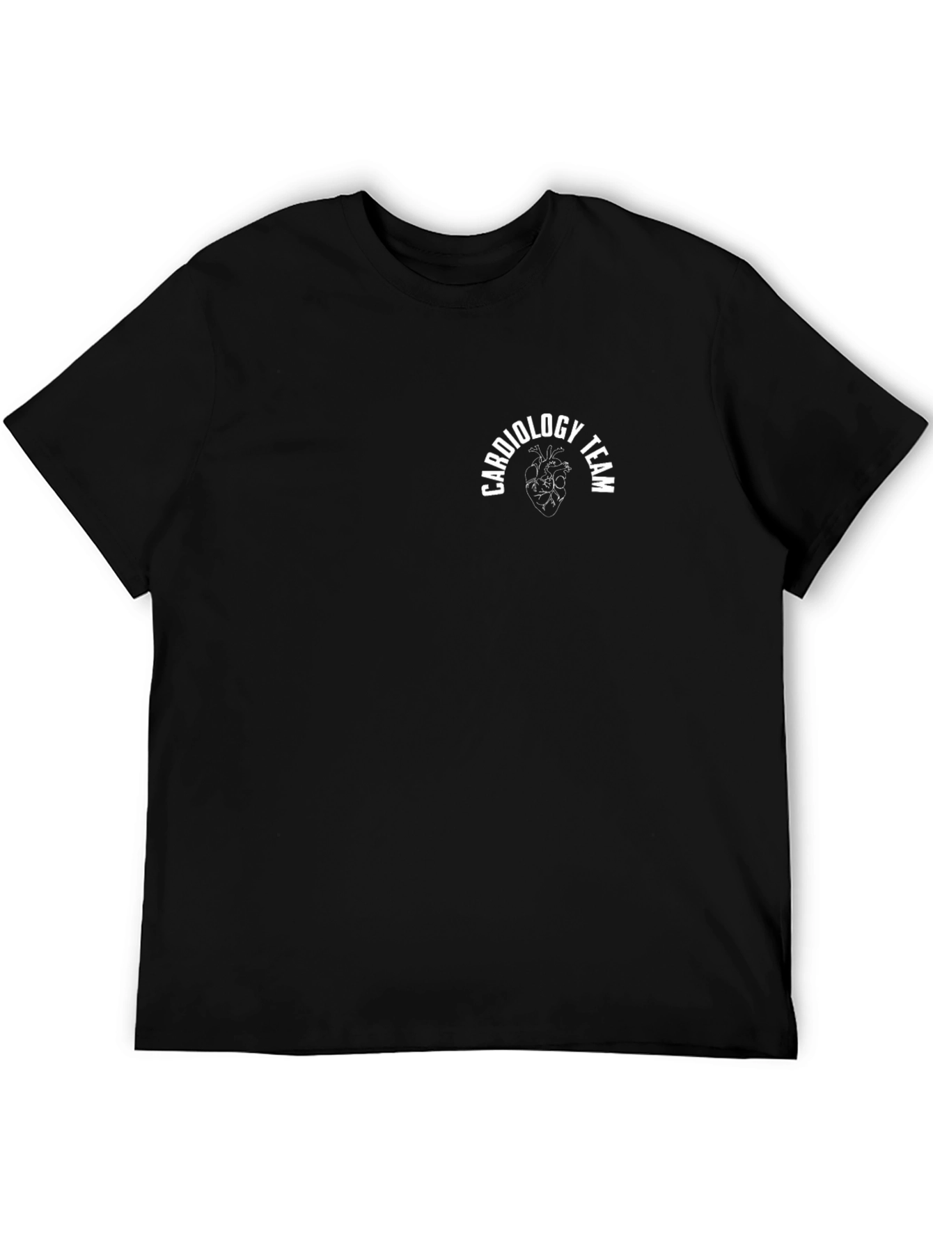 Cardiology Team Black T-Shirt with Heart Graphic