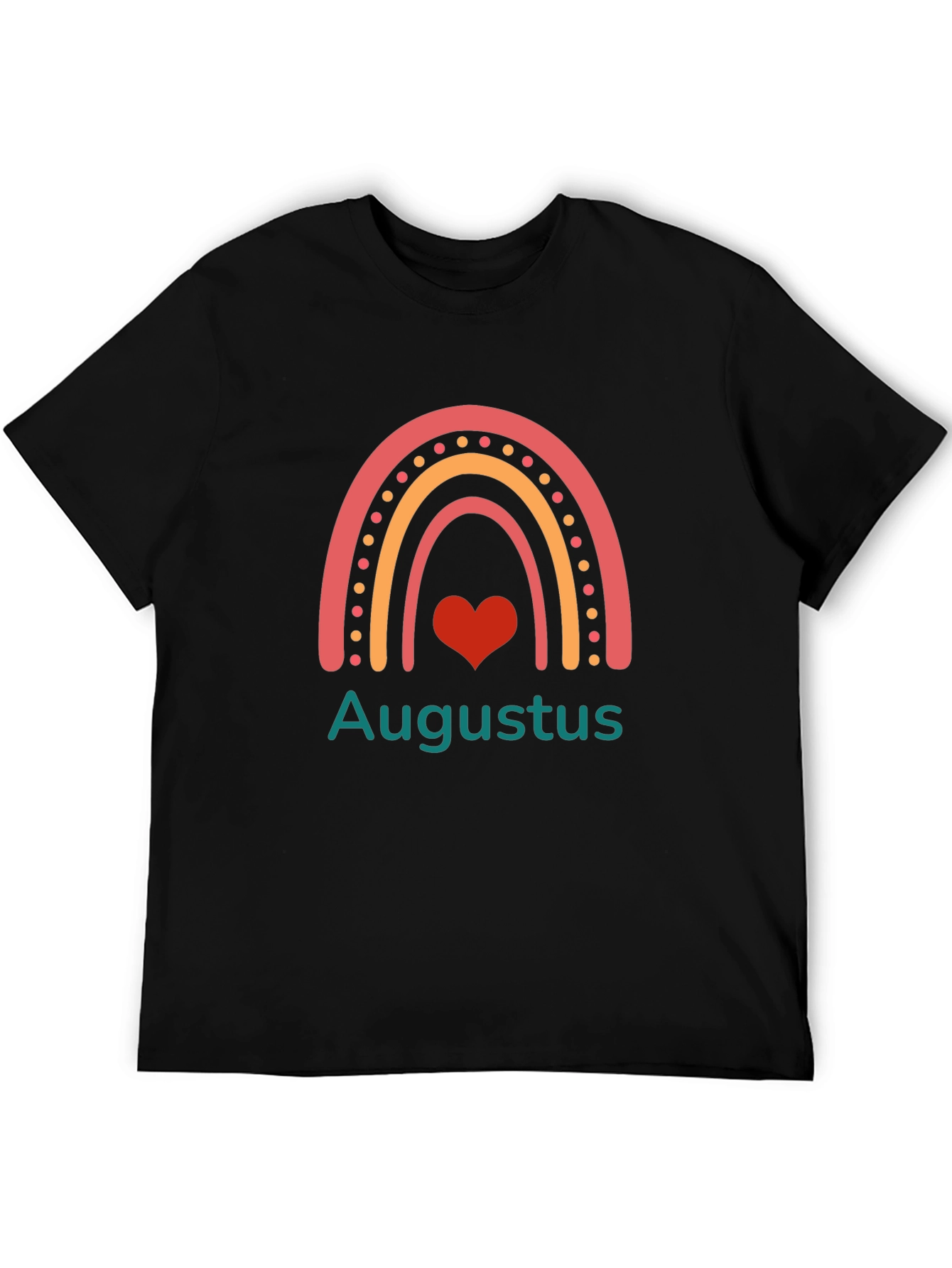August Rainbow Heart Black T-Shirt