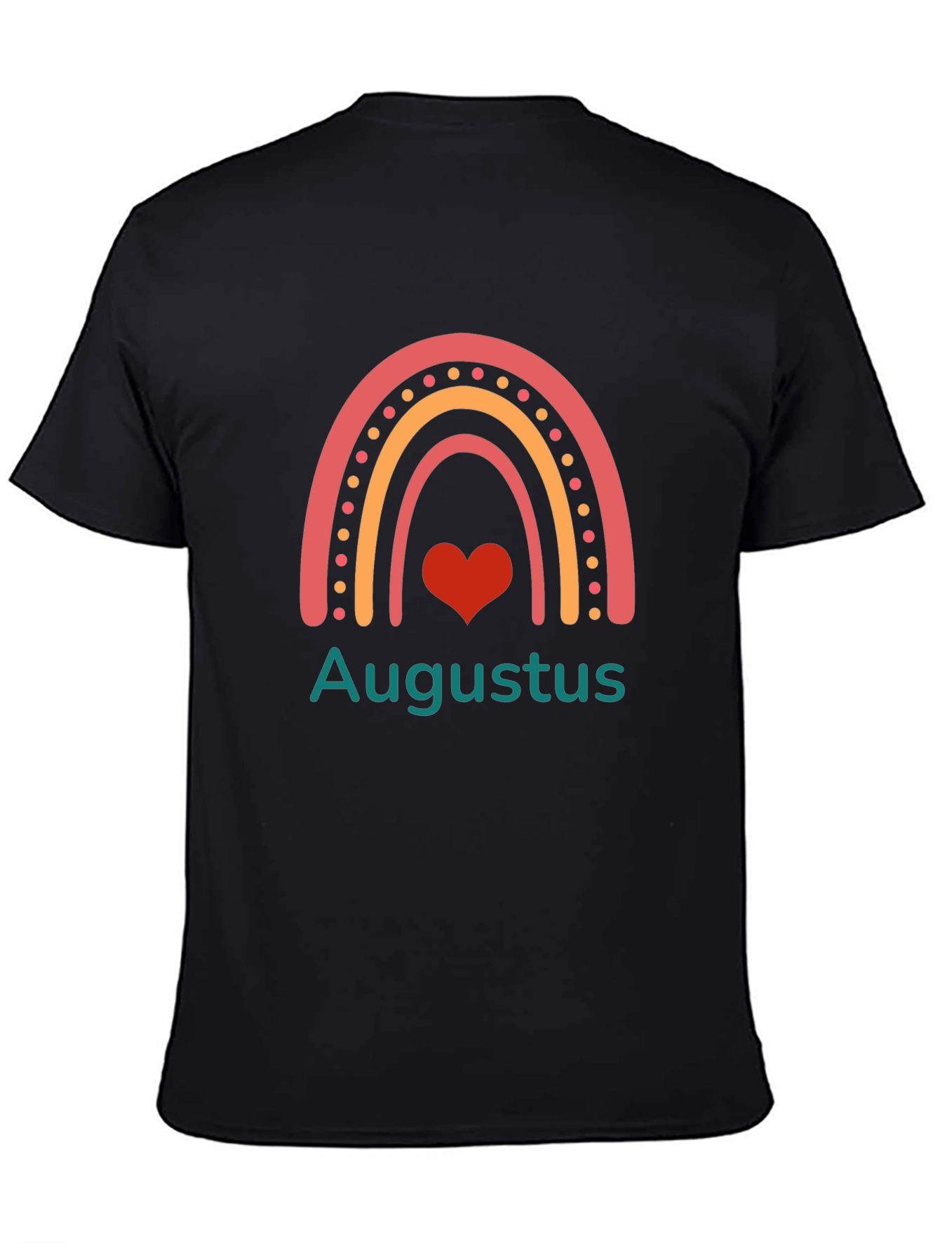August Rainbow Heart Black T-Shirt