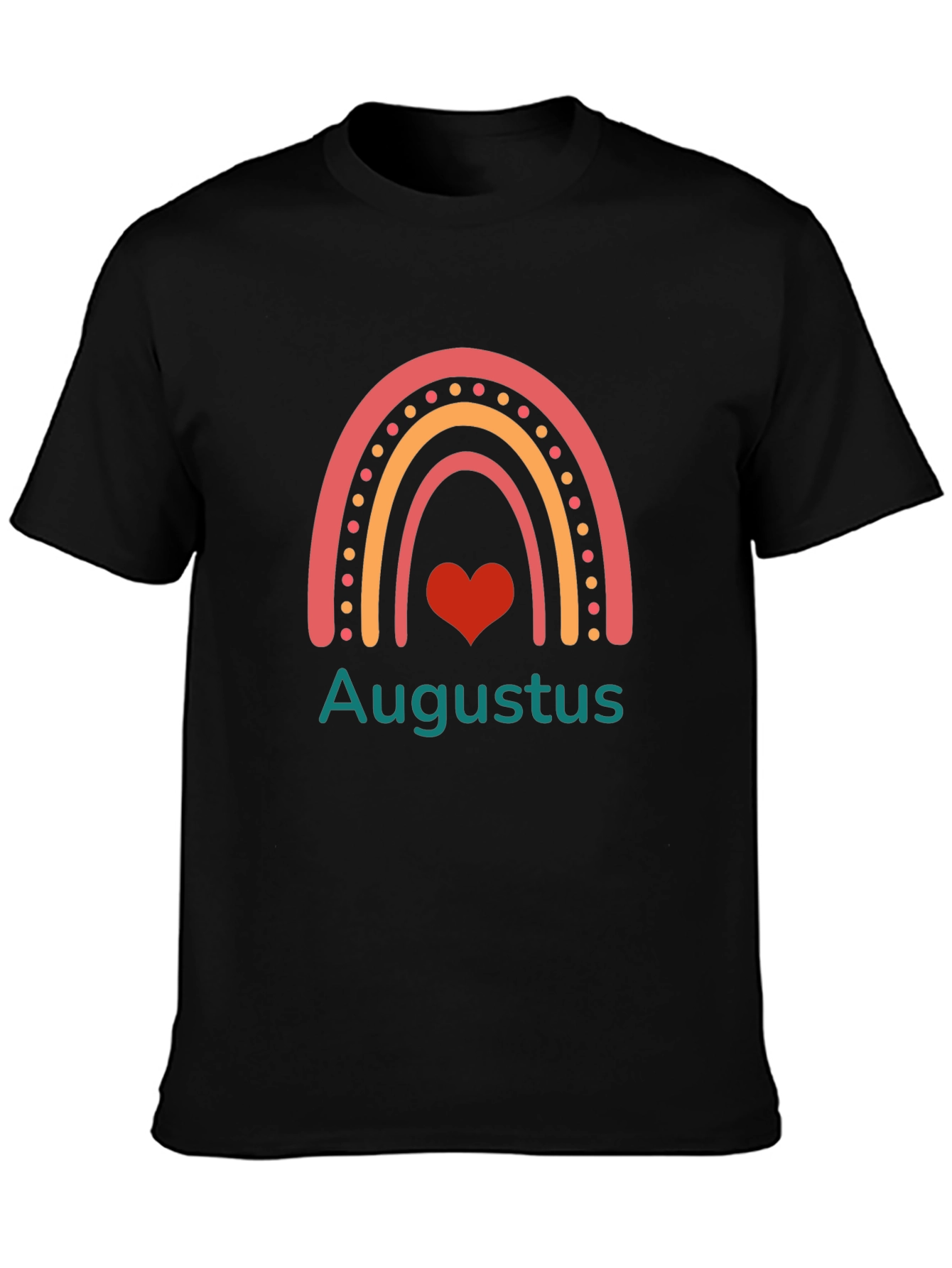 August Rainbow Heart Black T-Shirt