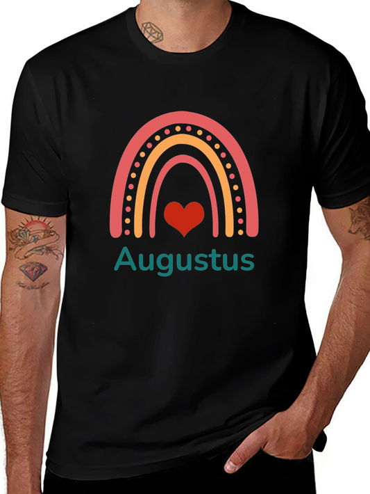 August Rainbow Heart Black T-Shirt