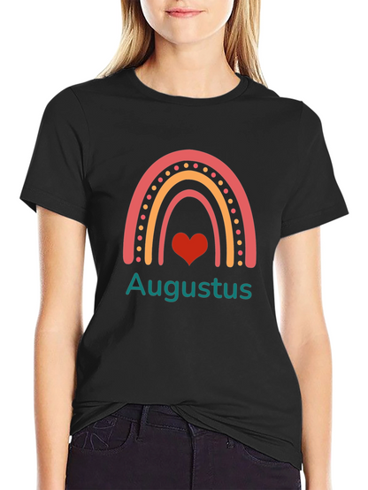 August Rainbow Heart Black T-Shirt