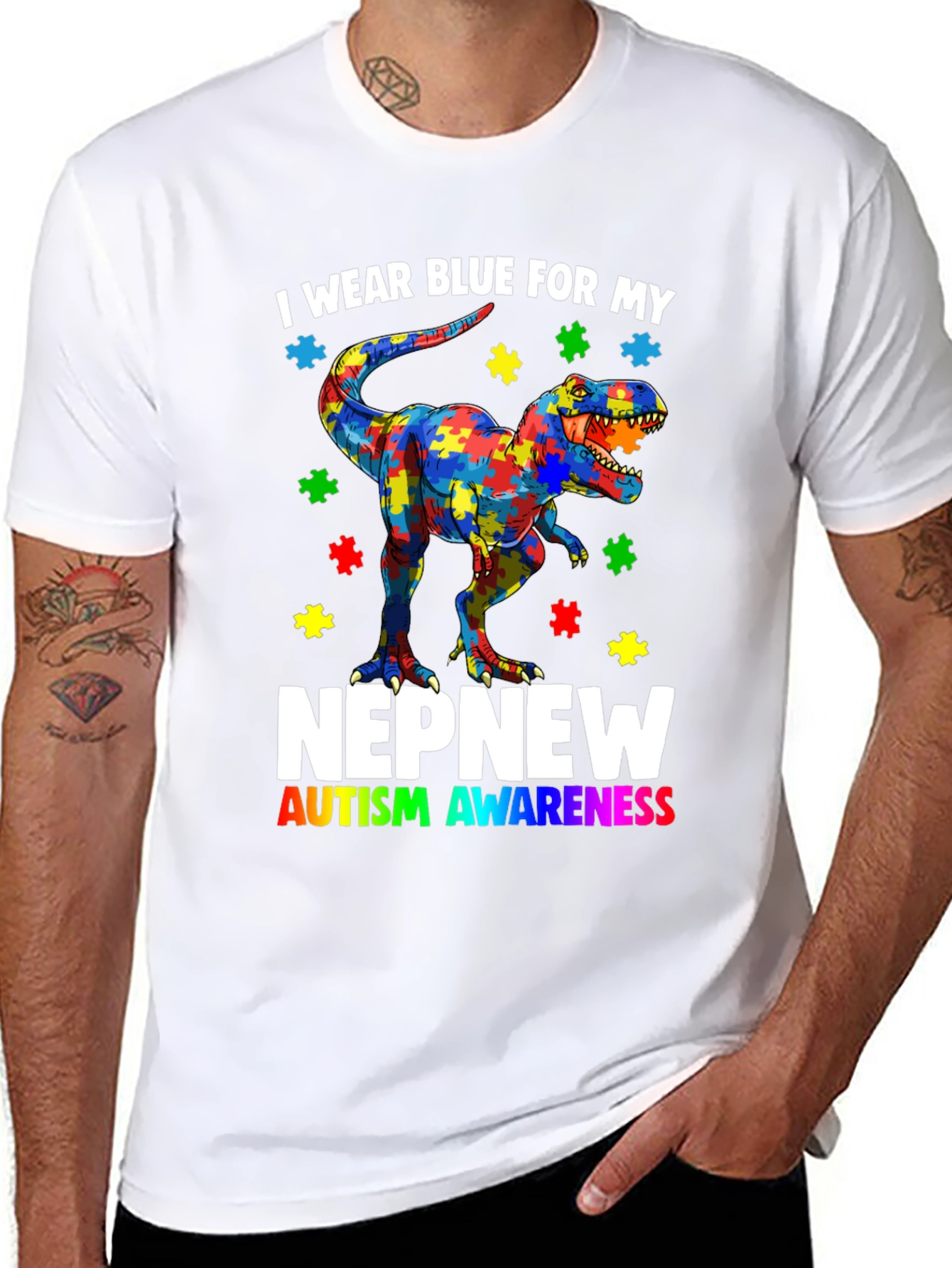 Autism Awareness Dinosaur T-Shirt Nephew Support Tee
