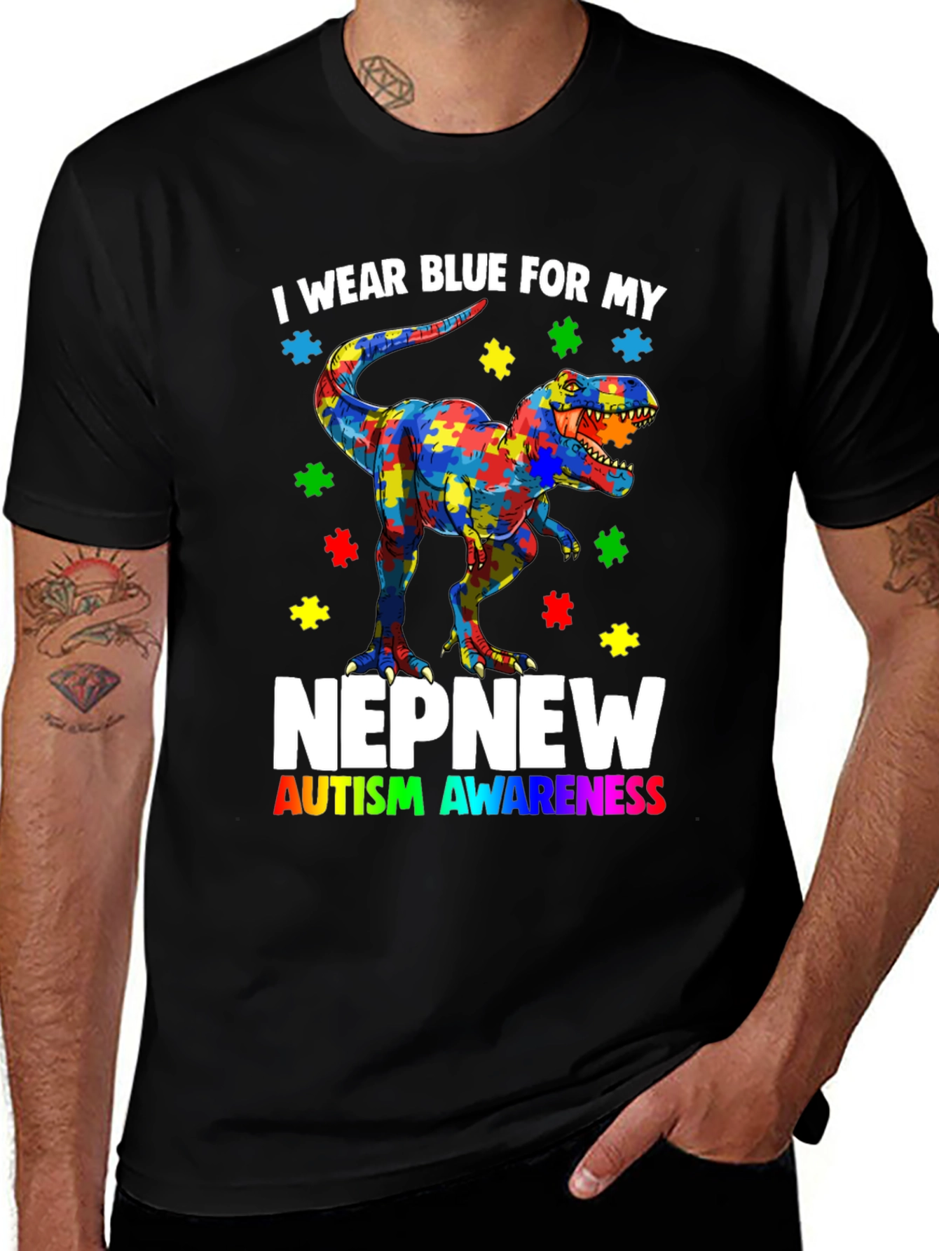Autism Awareness Dinosaur T-Shirt Nephew Support Tee