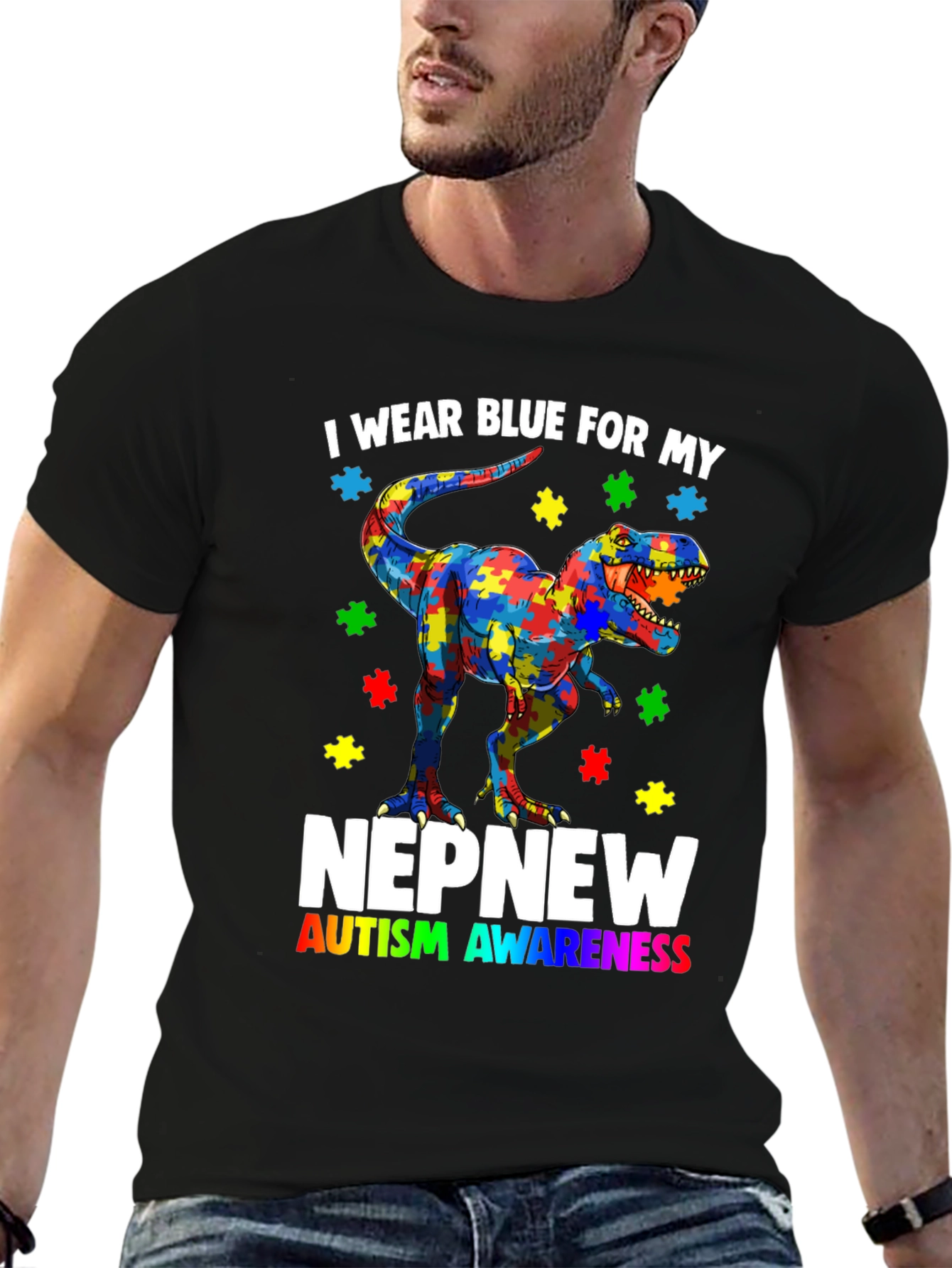 Autism Awareness Dinosaur T-Shirt Nephew Support Tee