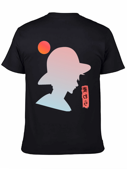 Anime Silhouette Graphic T-Shirt - Trendy Black Tee
