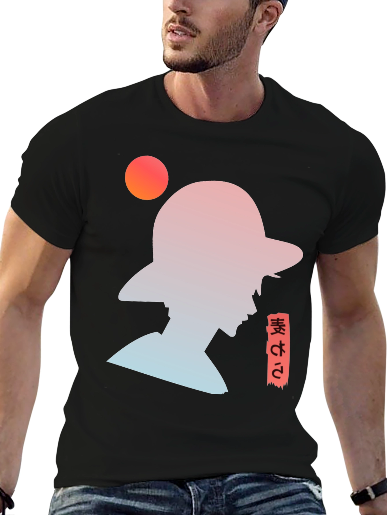 Anime Silhouette Graphic T-Shirt - Trendy Black Tee