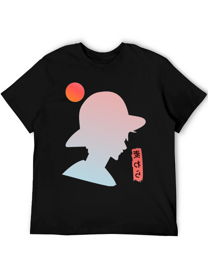 Anime Silhouette Graphic T-Shirt - Trendy Black Tee