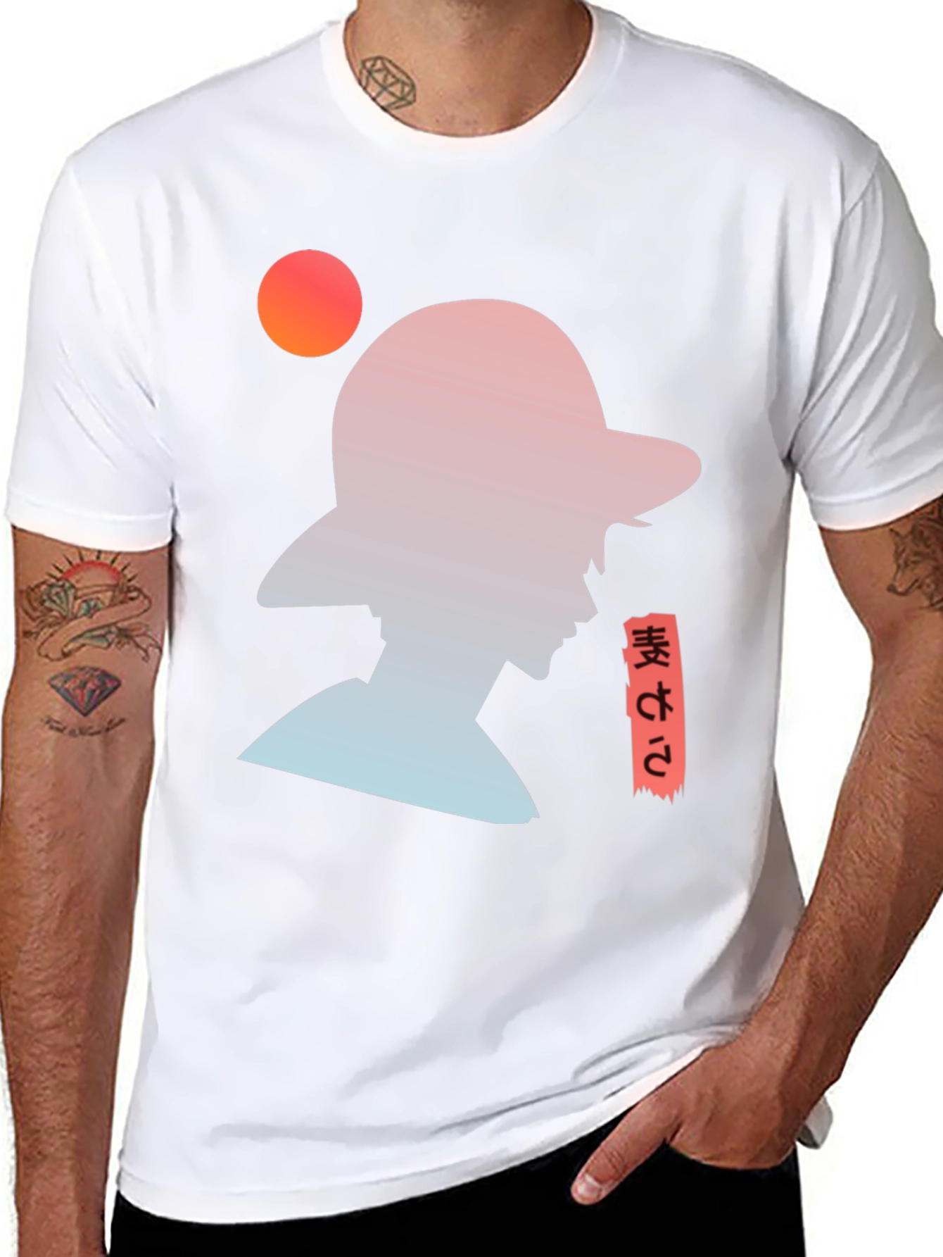 Anime Silhouette Graphic T-Shirt - Trendy Black Tee