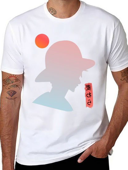 Anime Silhouette Graphic T-Shirt - Trendy Black Tee
