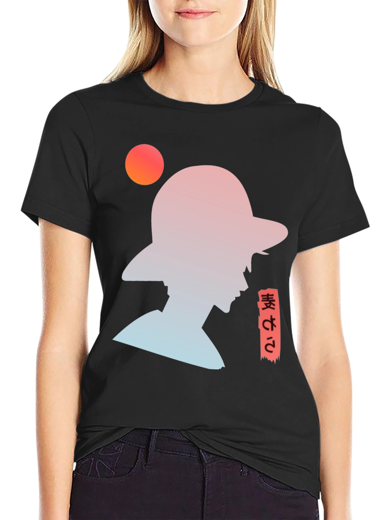 Anime Silhouette Graphic T-Shirt - Trendy Black Tee