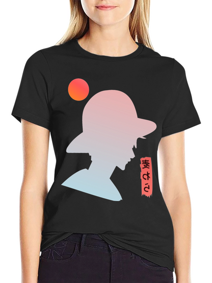 Anime Silhouette Graphic T-Shirt - Trendy Black Tee