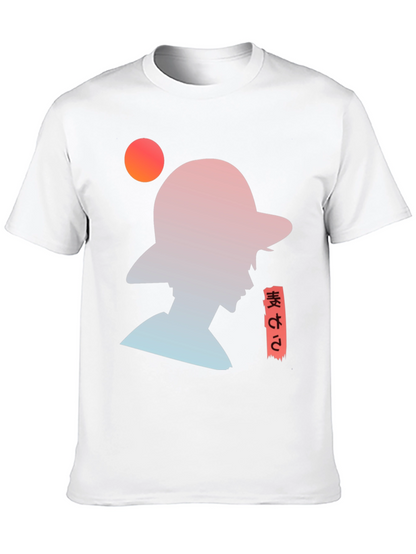 Anime Silhouette Graphic T-Shirt - Trendy Black Tee