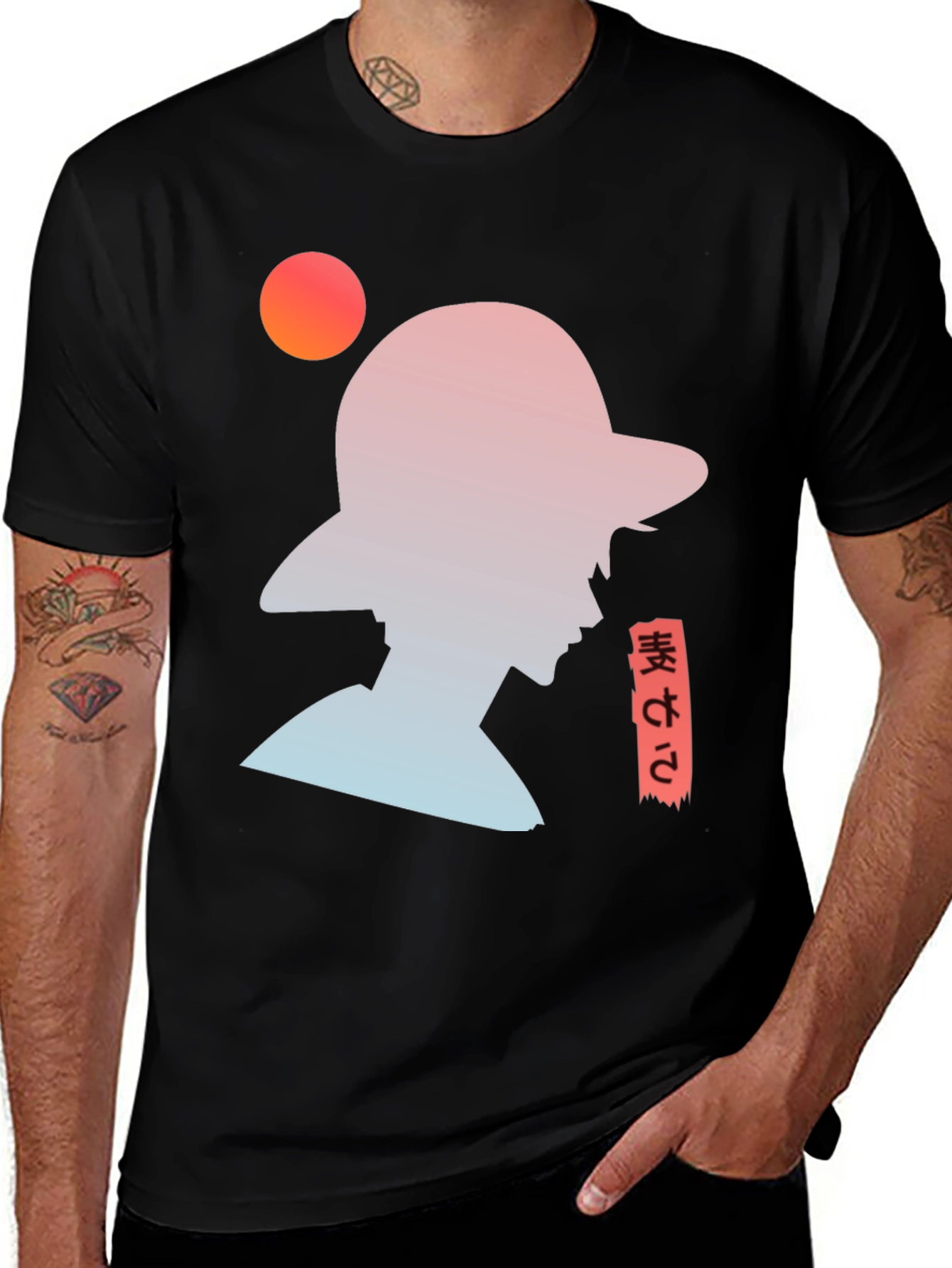 Anime Silhouette Graphic T-Shirt - Trendy Black Tee