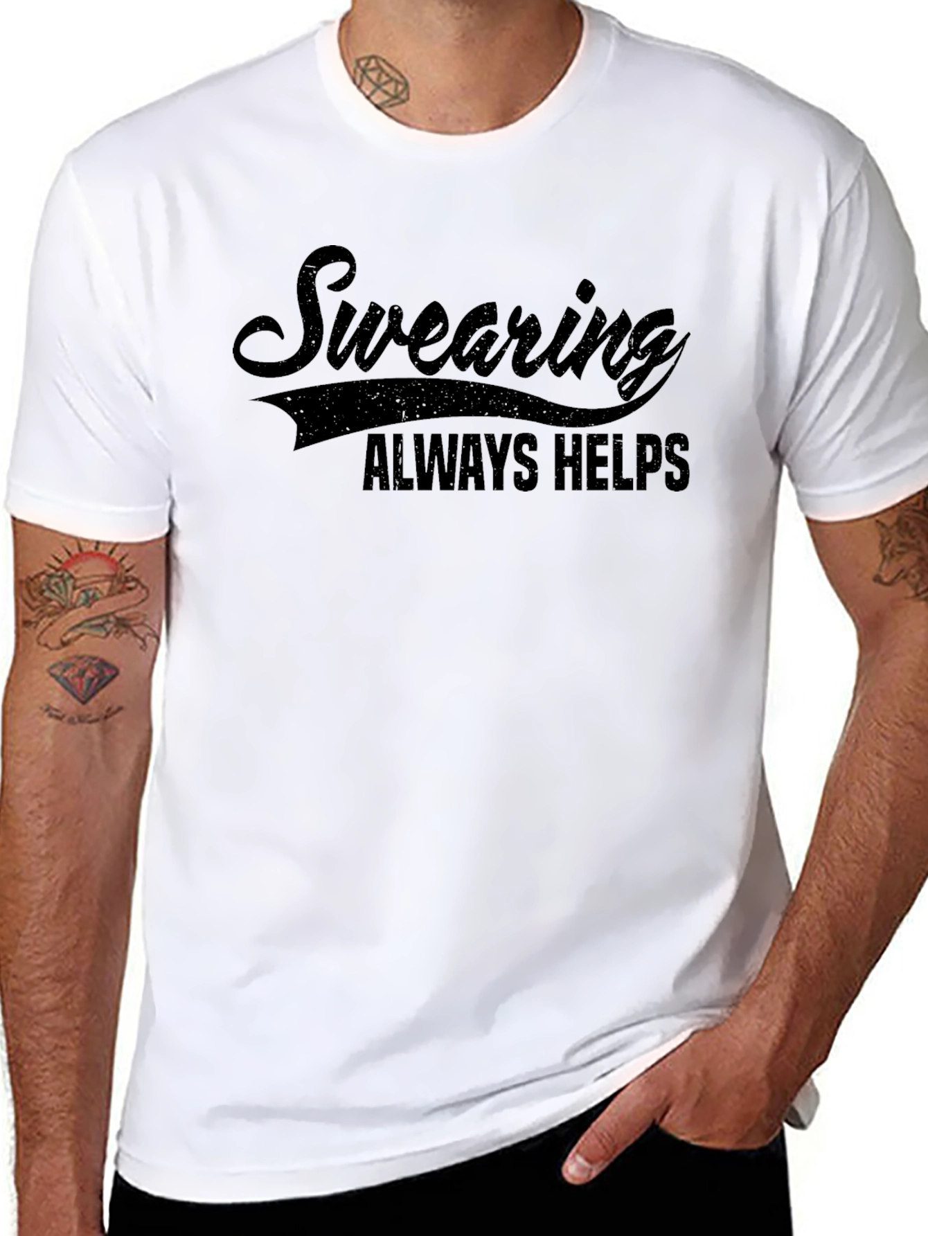 Swearing Always Helps Black Graphic T-Shirt