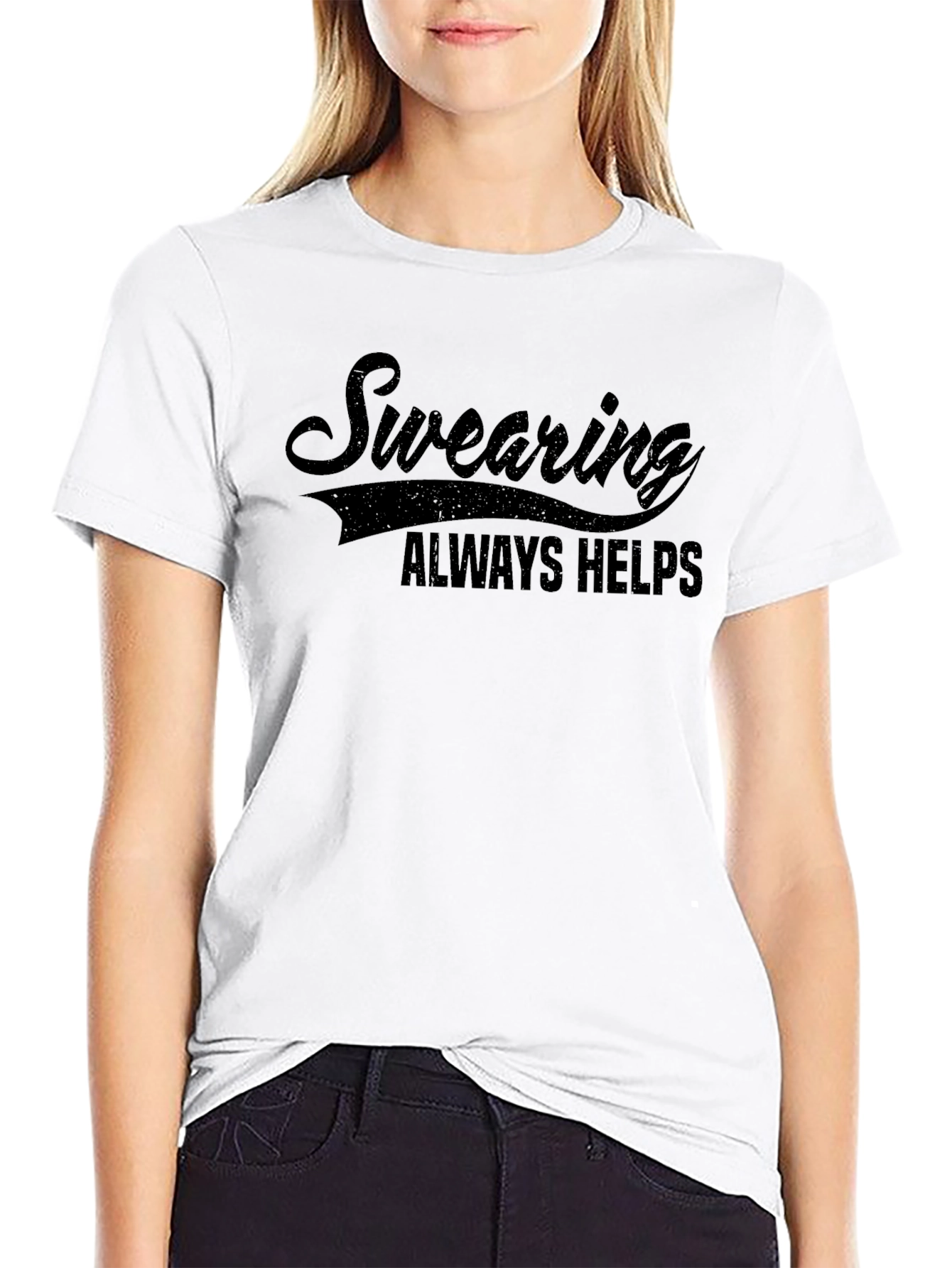 Swearing Always Helps Black Graphic T-Shirt