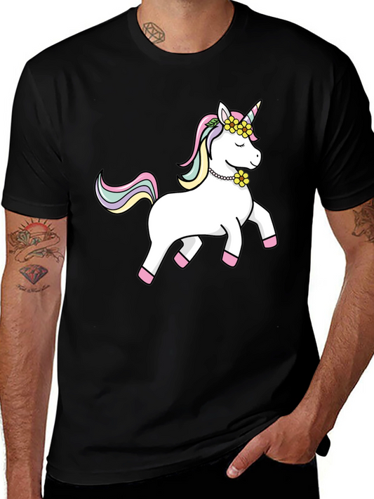 Unicorn Graphic Tee - Black Cotton Casual Shirt
