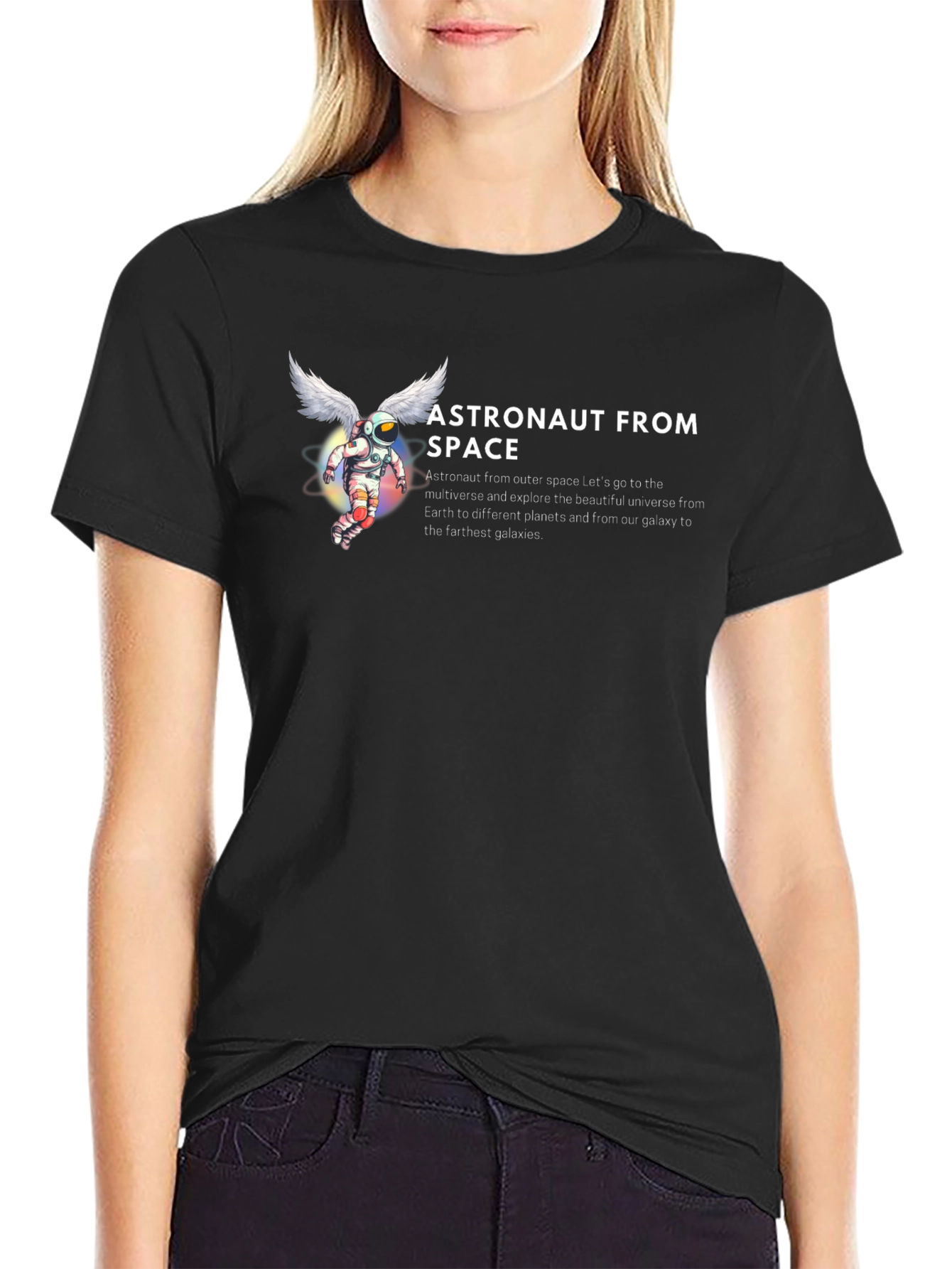 Astronaut From Space Black Graphic T-Shirt