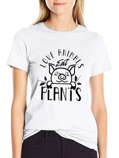 Love Animals Eat Plants Black Graphic T-Shirt
