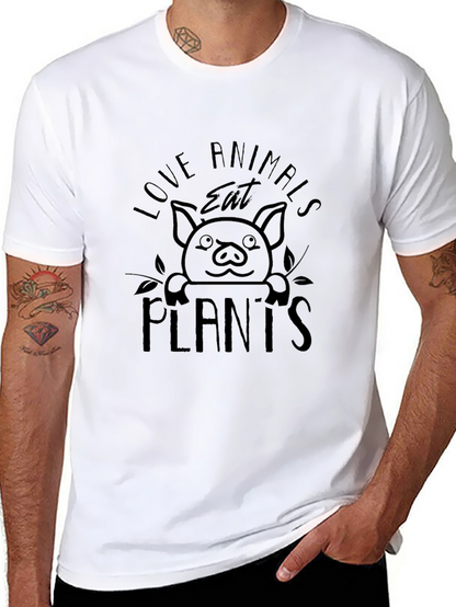 Love Animals Eat Plants Black Graphic T-Shirt
