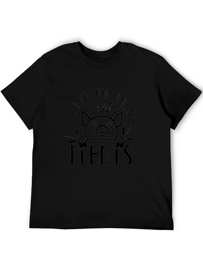 Love Animals Eat Plants Black Graphic T-Shirt