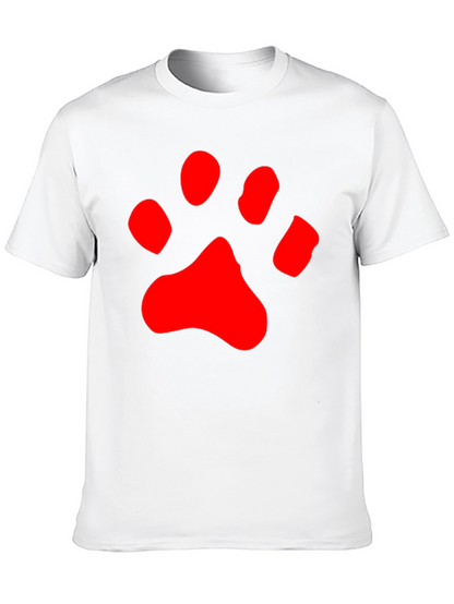 Black T-Shirt with Red Paw Print Design